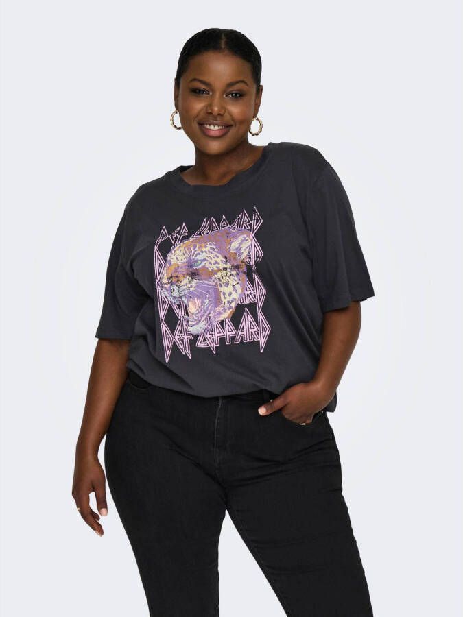 ONLY CARMAKOMA T-shirt CARDELE met printopdruk zwart