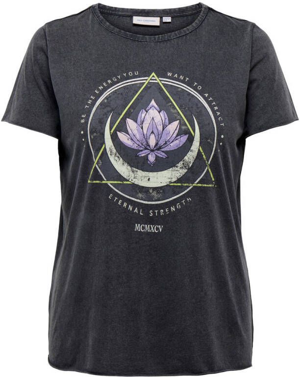 ONLY CARMAKOMA T-shirt CARLUCY met printopdruk zwart