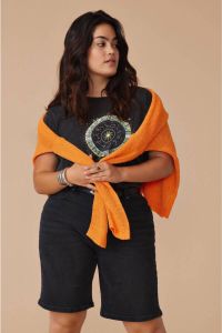 ONLY CARMAKOMA T-shirt CARMIKO met printopdruk zwart