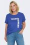 ONLY CARMAKOMA T-shirt CARQUOTE met tekst blauw - Thumbnail 1
