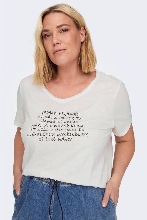 ONLY CARMAKOMA T-shirt CARQUOTE met tekst wit