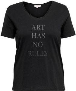 ONLY CARMAKOMA T-shirt CARQUOTE met tekst zwart