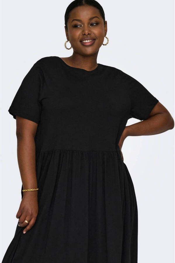ONLY CARMAKOMA PLUS SIZE midi-jurk met ronde hals model 'CARMAY'