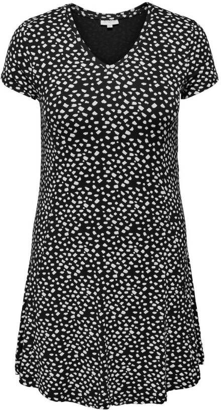 ONLY CARMAKOMA T-shirtjurk CARVIOLETTI met all over print zwart wit