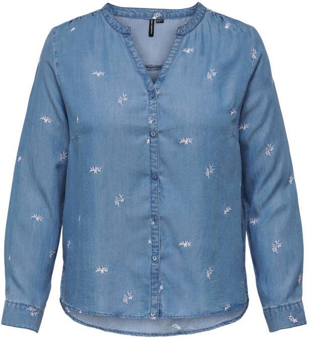 ONLY CARMAKOMA top CARCANDY met borduursels blauw wit