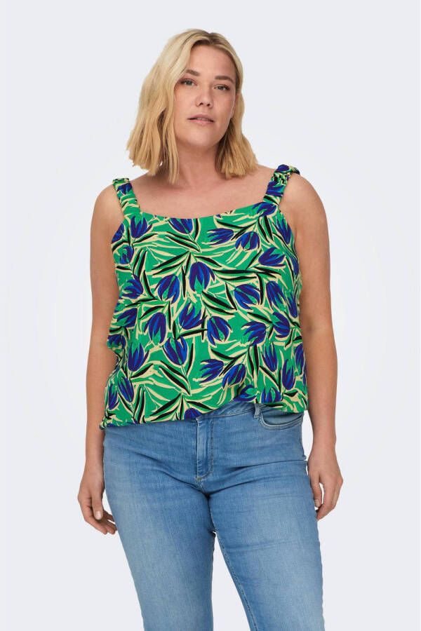 ONLY CARMAKOMA top CARSOLVEIG met all over print groen blauw