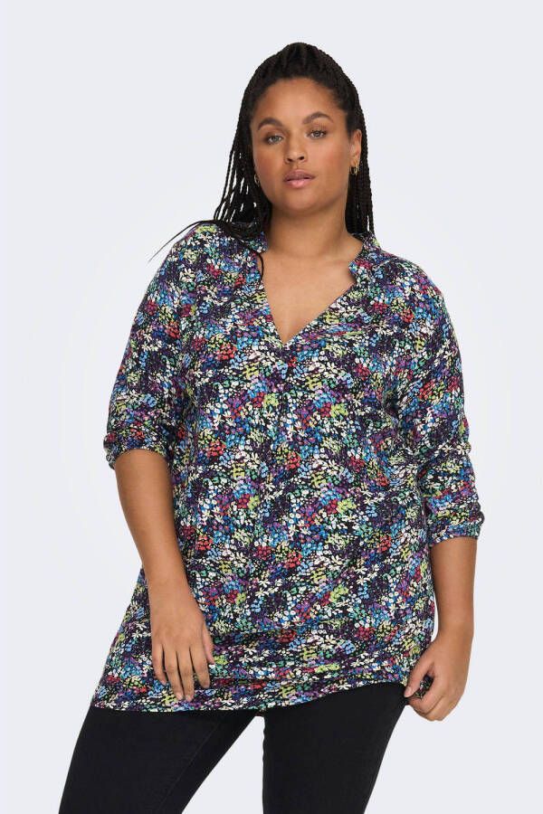 ONLY CARMAKOMA PLUS SIZE mini-jurk met all-over motief model 'CARAYANA LIFE'