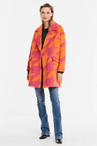 ONLY coat ONLLOOP met all over print roze oranje