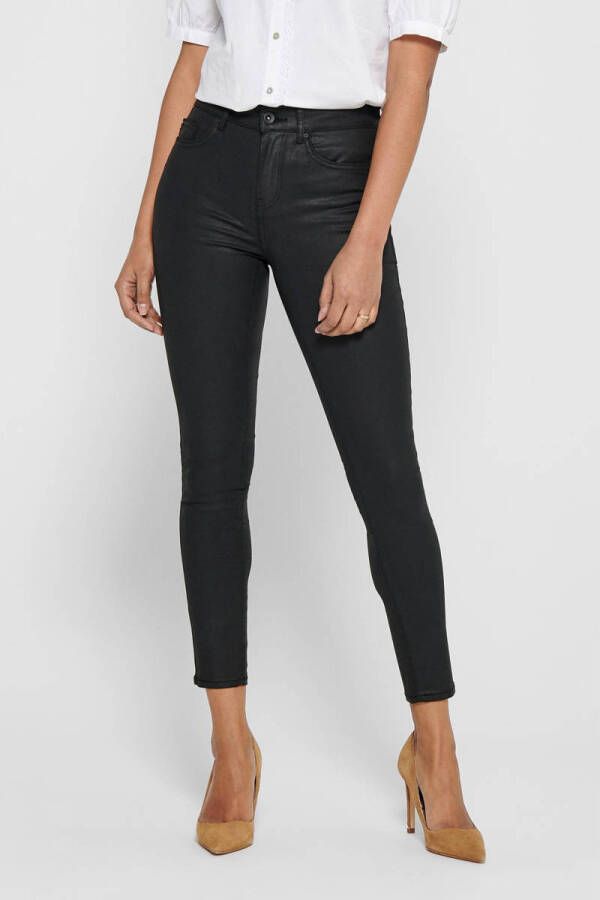 Only hush zwarte coated skinny stretch broek valt kleiner