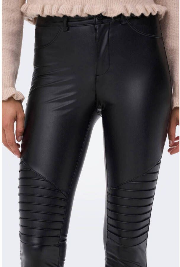 Only Imitatieleren broek ONLROYAL-MARIA FAUX LEATHER BIKER met bikerdetails