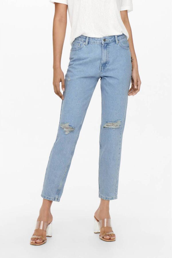 ONLY cropped high waist mom jeans ONLJAGGER light blue denim