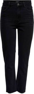 ONLY cropped high waist straight fit jeans ONLEMILY black denim