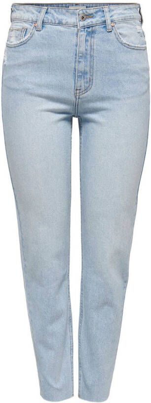 ONLY cropped high waist straight fit jeans ONLEMILY light blue denim regular
