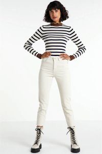ONLY cropped high waist straight fit jeans ONLEMILY ecru