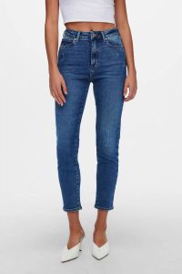 ONLY cropped high waist straight fit jeans ONLEMILY medium blue denim regular