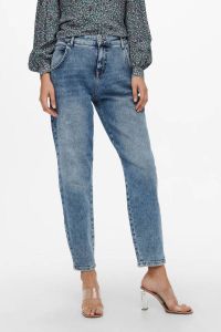 ONLY cropped high waist tapered fit jeans ONLTROY light blue denim