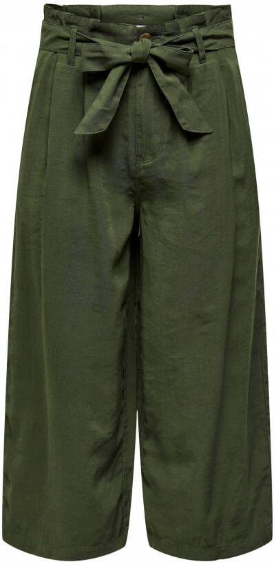 ONLY cropped high waist wide leg culotte ONLAMINTA-ARIS donkergroen