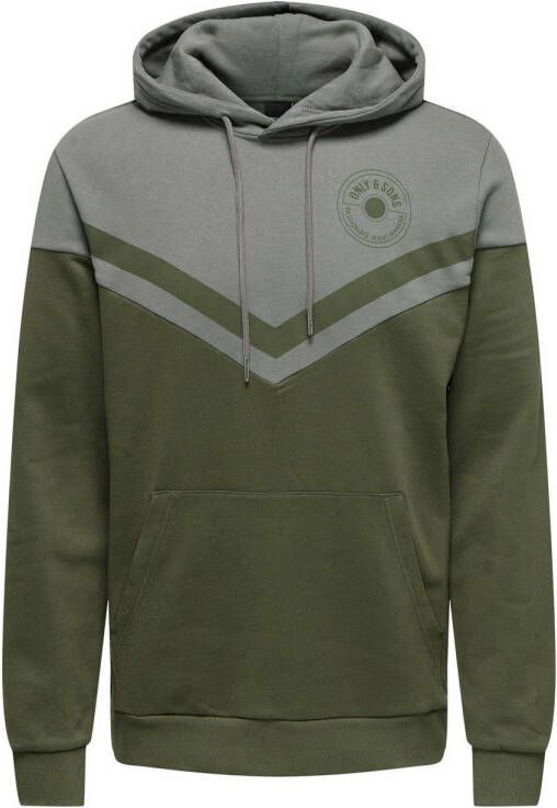 ONLY & SONS hoodie ONSNEWWAGNER groen grijs