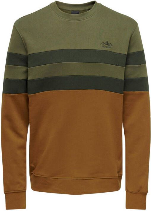 ONLY & SONS gestreepte sweater ONSTHOR bruin