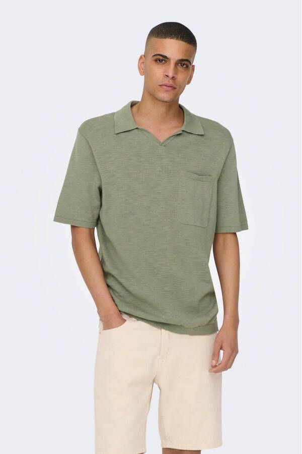ONLY & SONS gemêleerde regular fit polo ONSACE seagrass