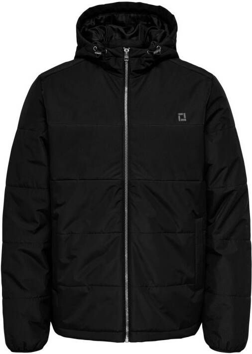 ONLY & SONS gewatteerde jas ONSMELVIN met logo zwart