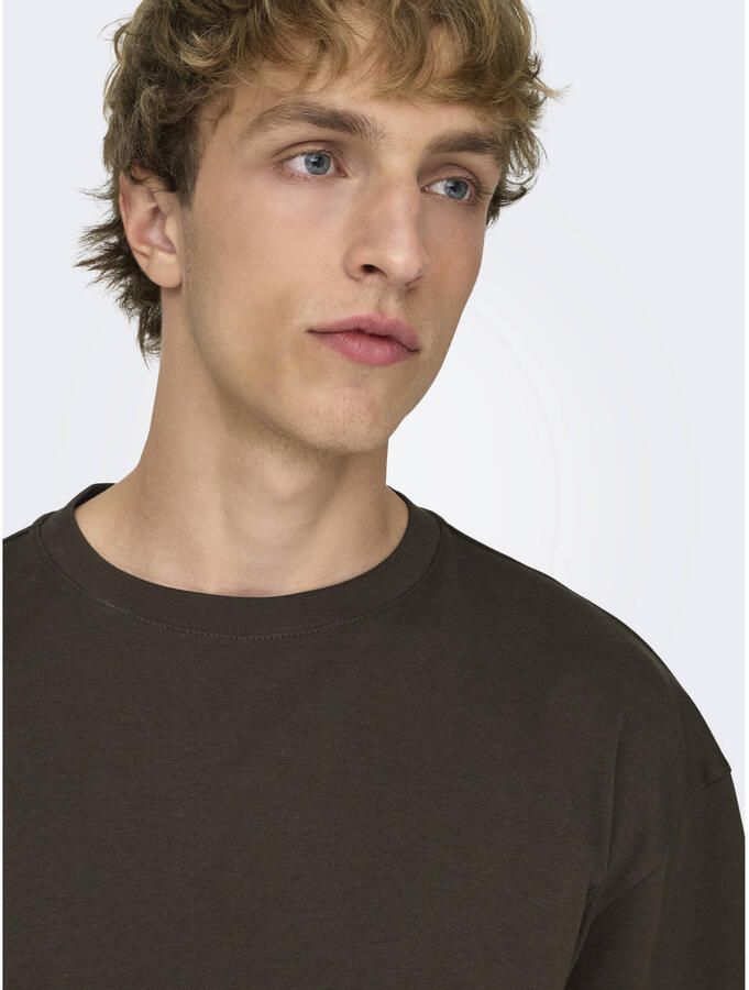 ONLY & SONS boxy T-shirt donkerbruin - Foto 2