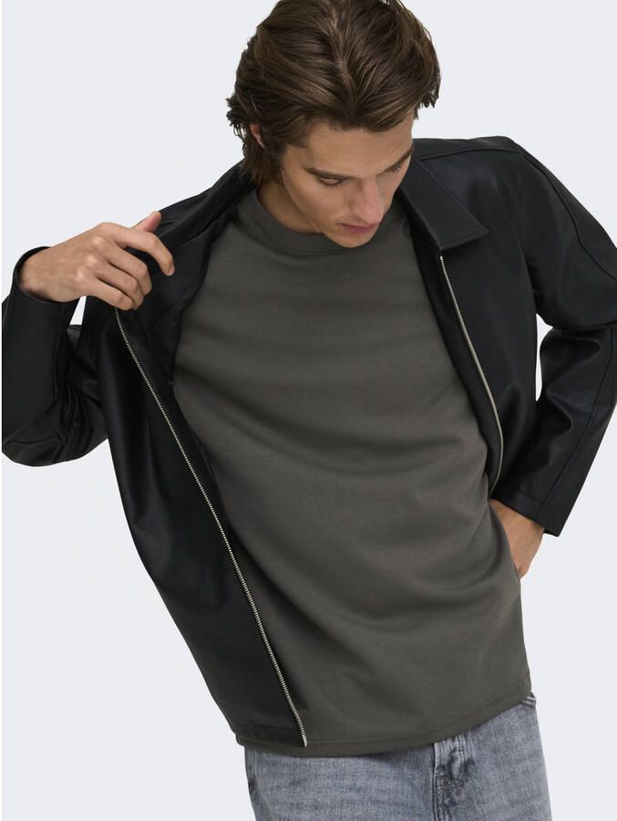 ONLY & SONS boxy T-shirt grijsgroen