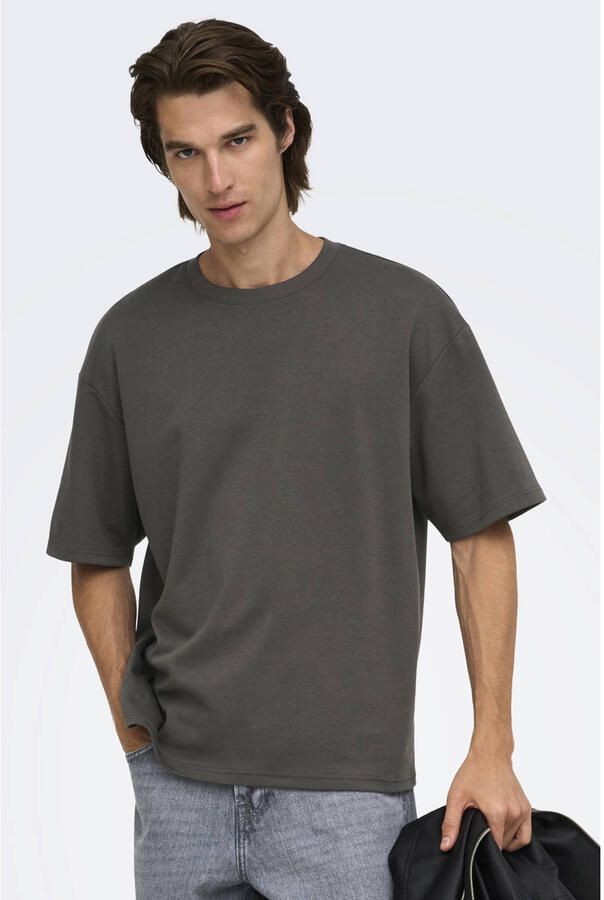 ONLY & SONS boxy T-shirt grijsgroen - Foto 3