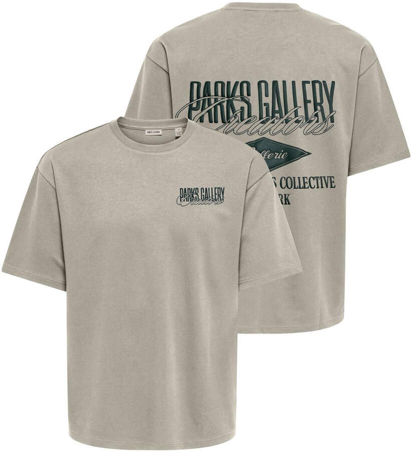 ONLY & SONS boxy T-shirt met backprint beige