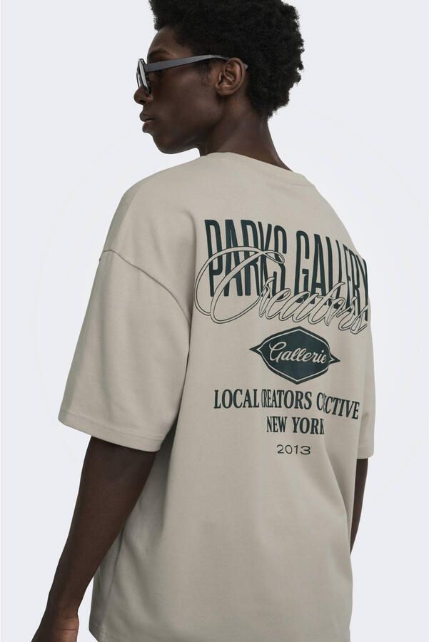 ONLY & SONS boxy T-shirt met backprint beige - Foto 3
