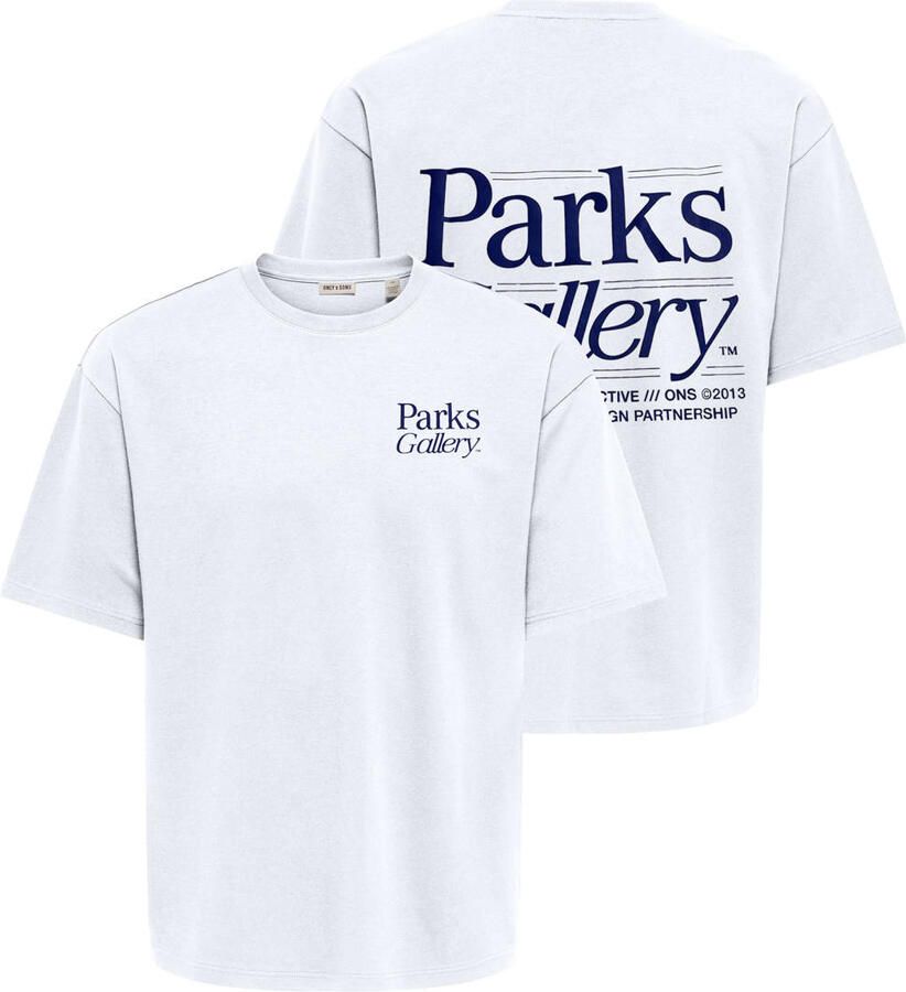 ONLY & SONS boxy T-shirt met backprint wit