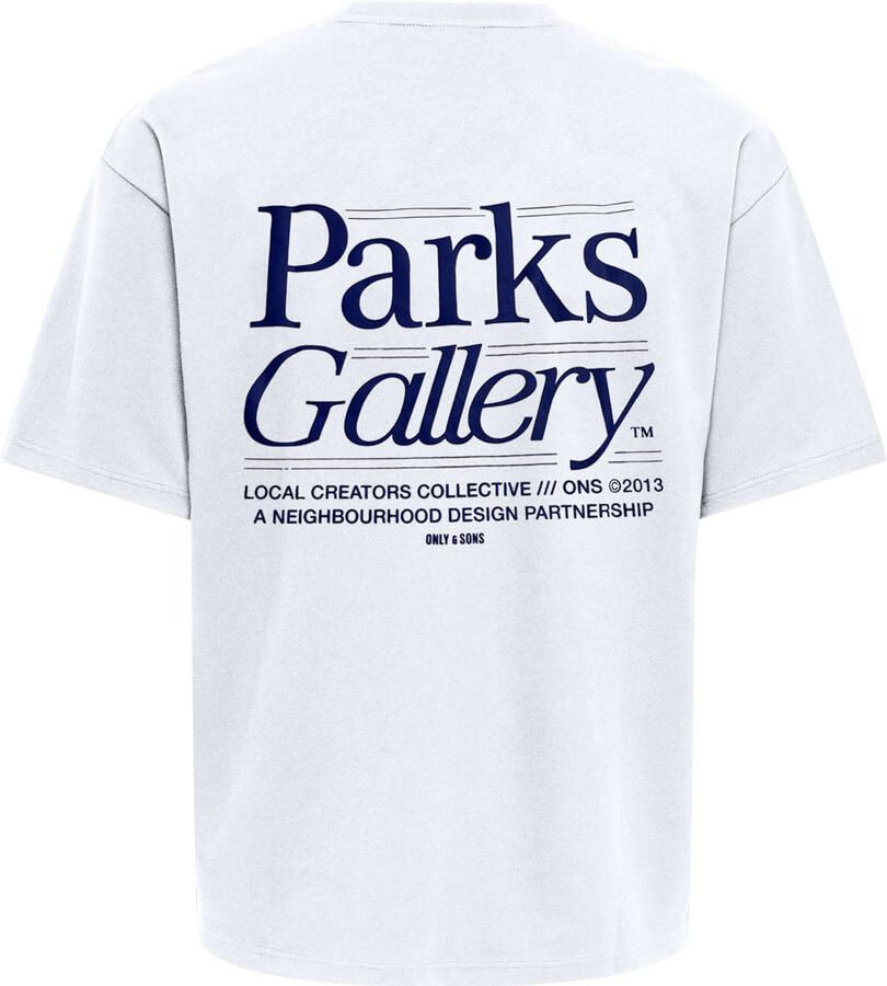 ONLY & SONS boxy T-shirt met backprint wit - Foto 3