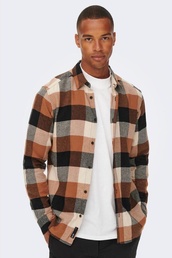 ONLY & SONS geruit slim fit overhemd ONSGUDMUND silver lining - Foto 2