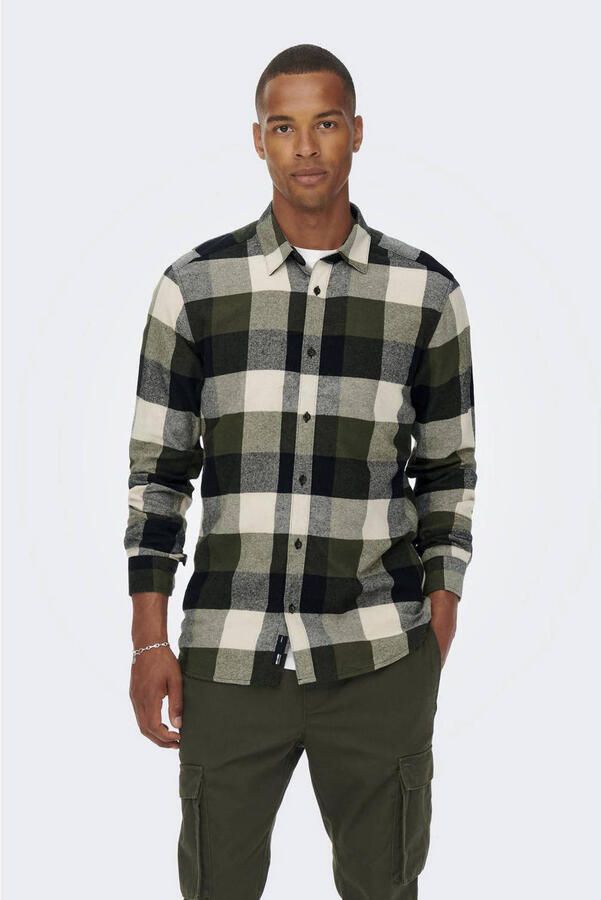 Only & Sons Groene Katoenen Overhemd met Lange Mouwen Green Heren - Foto 2