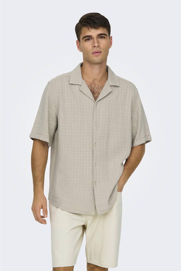 ONLY & SONS Overhemd met korte mouwen ONSLATHAM RLXSS RESORT LINEN STRUC 0257