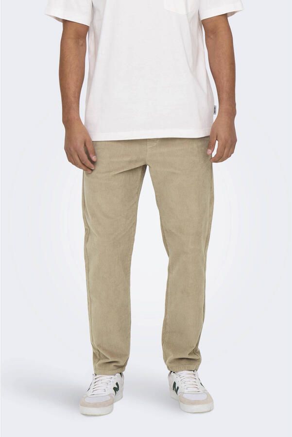 Only & Sons Tapered fit corduroy broek met elastische band model 'LINUS'