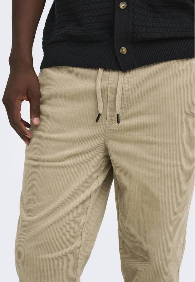 Only & Sons Tapered fit corduroy broek met elastische band model 'LINUS' - Foto 2