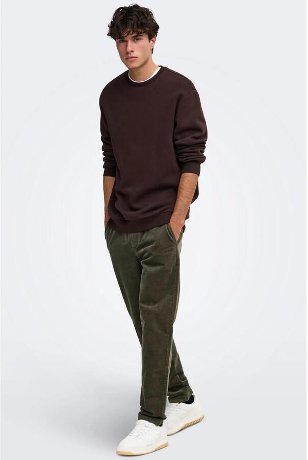 ONLY & SONS corduroy tapered casual broek donkergroen - Foto 2