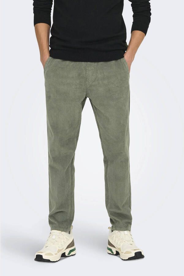 Only & Sons Tapered fit corduroy broek met elastische band model 'LINUS'