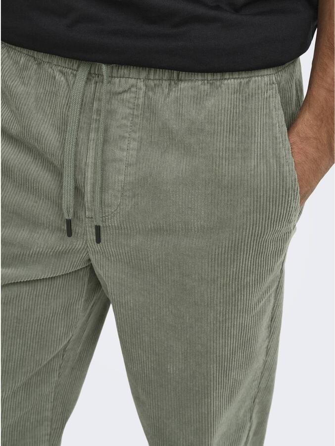 Only & Sons Tapered fit corduroy broek met elastische band model 'LINUS'