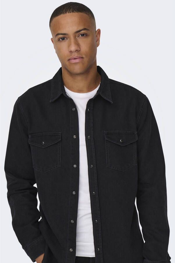 ONLY & SONS regular fit denim overhemd ONSBANE grijs - Foto 1