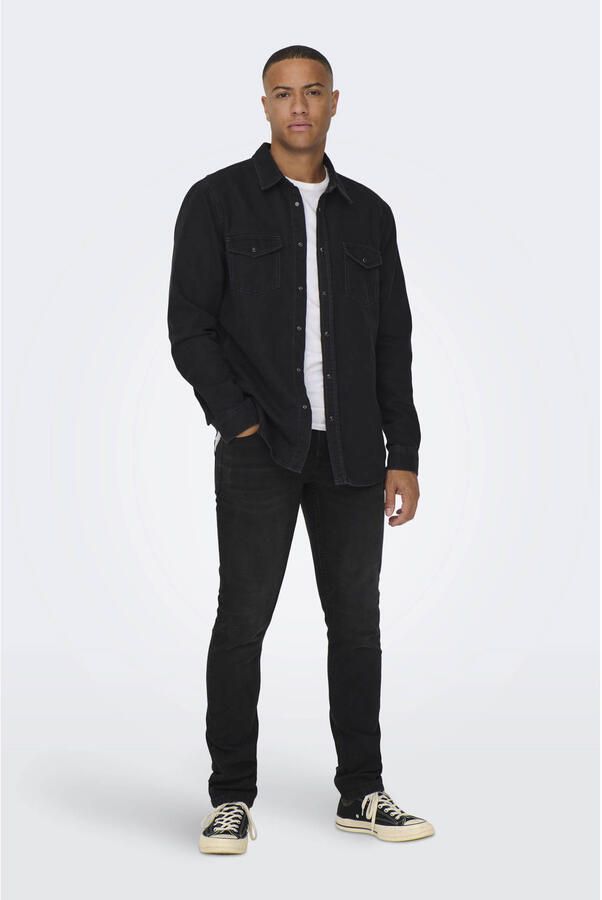 ONLY & SONS regular fit denim overhemd ONSBANE grijs - Foto 2