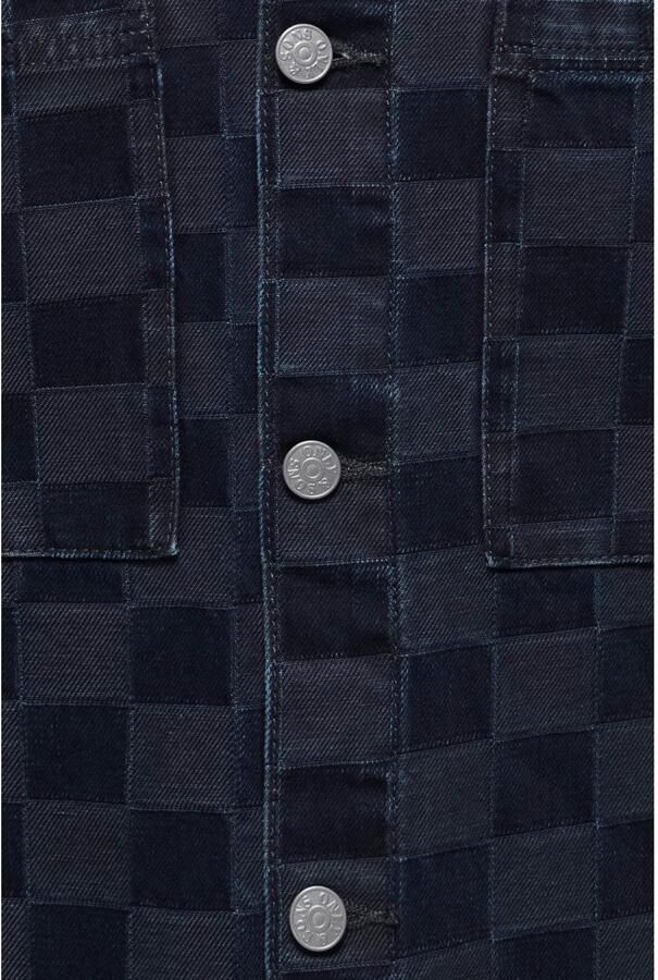 ONLY & SONS denim regular fit geruit overshirt donkerblauw - Foto 2