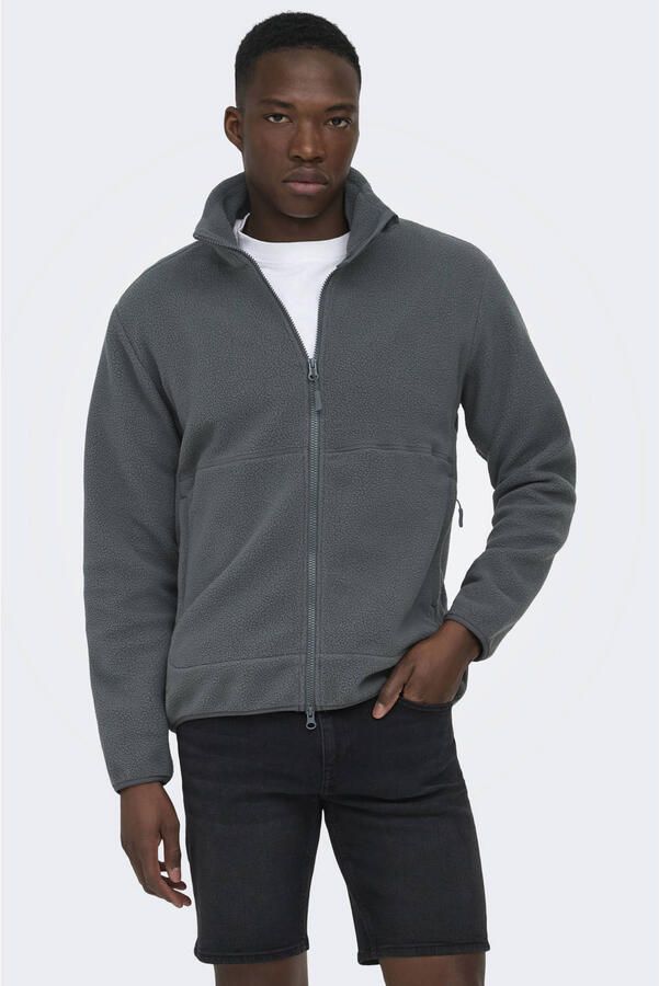 ONLY & SONS fleece tussenjas grijs