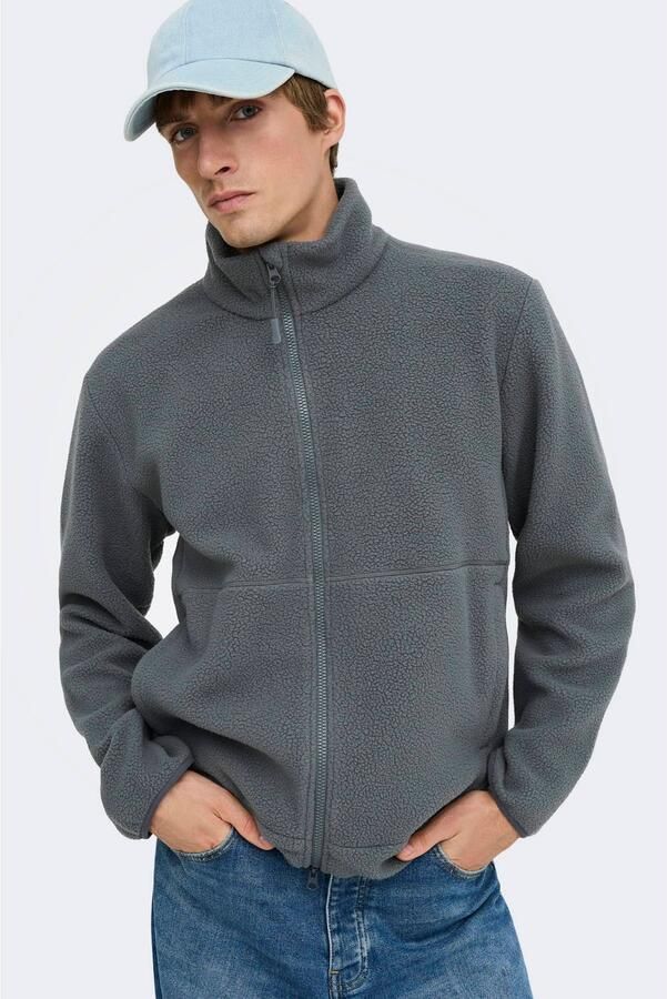 Only & Sons Regular fit fleecejack met opstaande kraag model 'JASON' - Foto 3