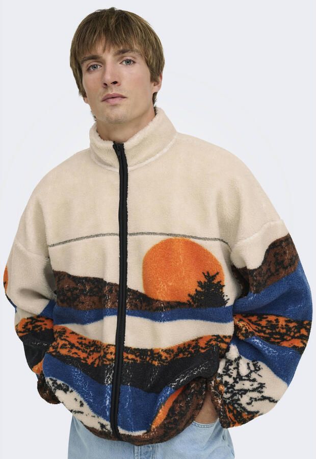 ONLY & SONS fleecevest met print moonbeam - Foto 2