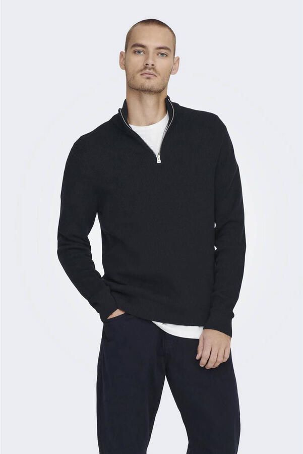 Only & Sons Regular fit gebreide pullover met opstaande kraag model 'PHIL' - Foto 1