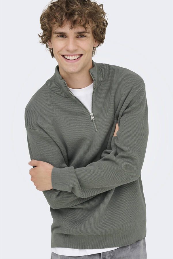 ONLY & SONS gebreide trui grijsgroen - Foto 2