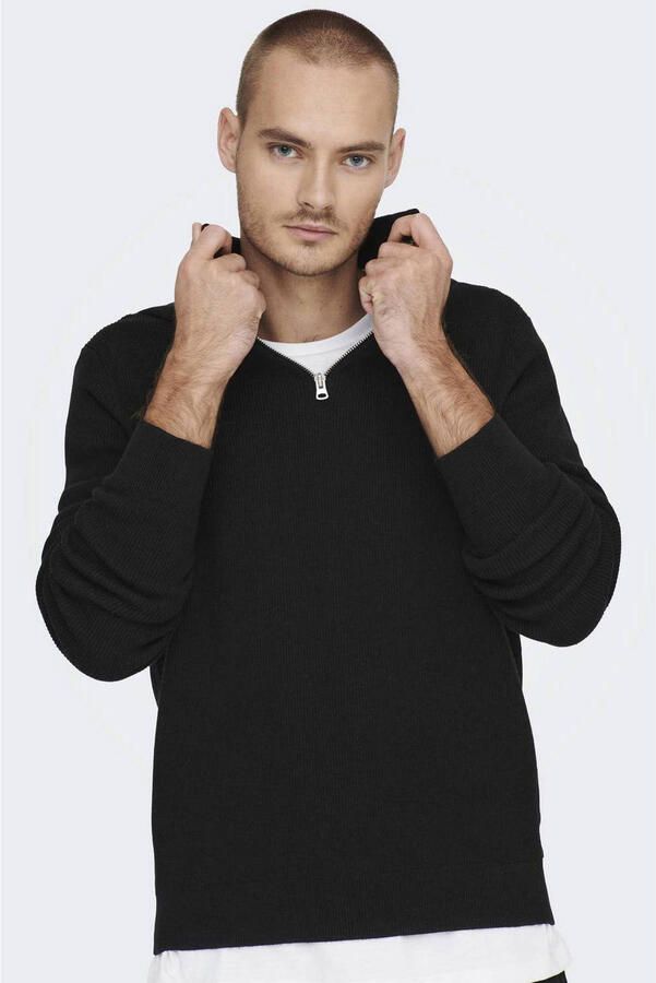 Only & Sons Regular fit gebreide pullover met opstaande kraag model 'PHIL' - Foto 2