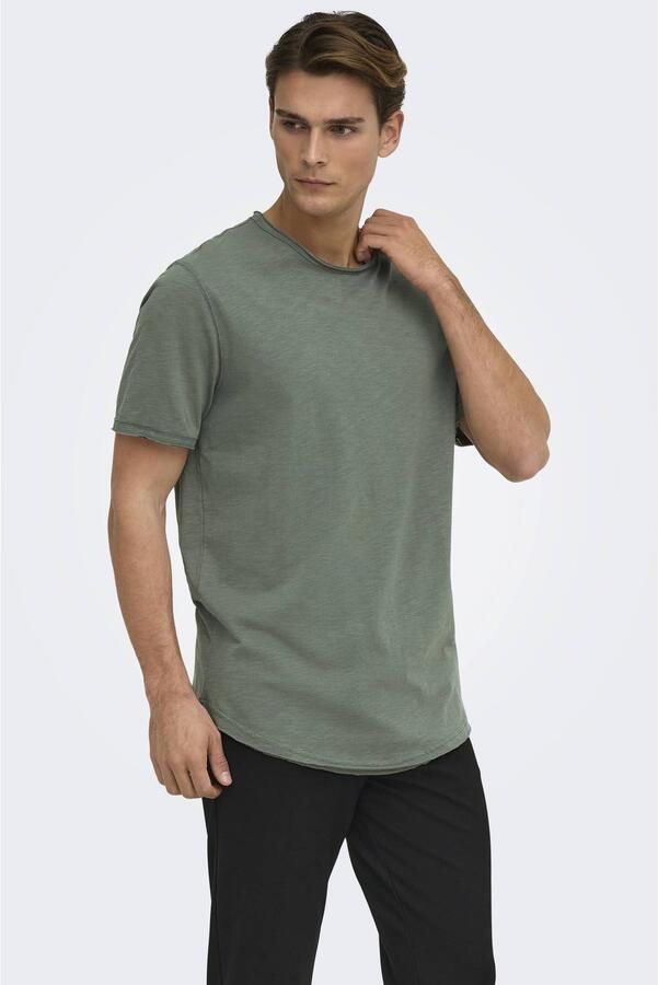 ONLY & SONS gemeleerd regular fit T-shirt ONSBENNE LIFE LONGY castor gray